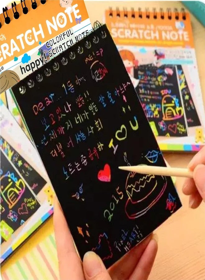 Evissa Scratch Note Colorful Magic Art Craft Kit, Scratch Book for Kid'sCreative Drawing Activity Toy Educational Stationary Kit Ideal Birthday Return Gift Aged 3-12, Includes Multicolour (Pack of 4) - Image 5